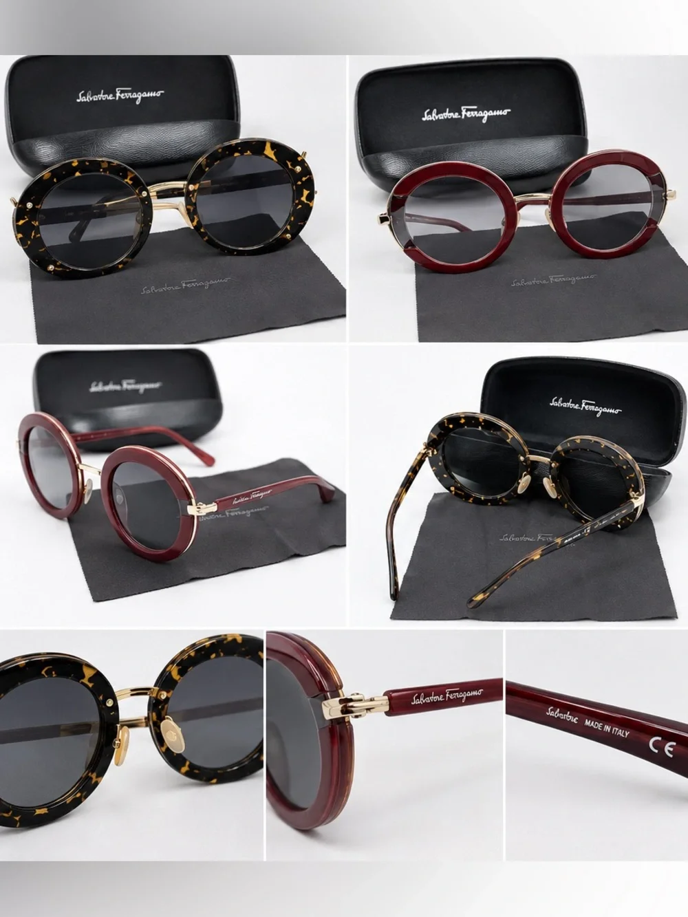 Salvatore Ferragamo Round Sunglasses – Burgundy & Tortoise